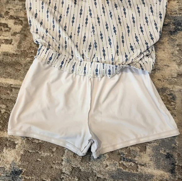SanSoleil tennis racket/balls skort. Women's Size Large. White navy green. - Picture 2 of 16